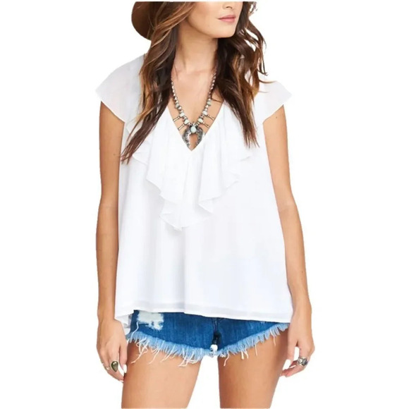 Show me Your Mumu White Flowy Top Small EUC - Picture 1 of 6